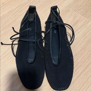 COS Black Mesh Lace-Up Shoes